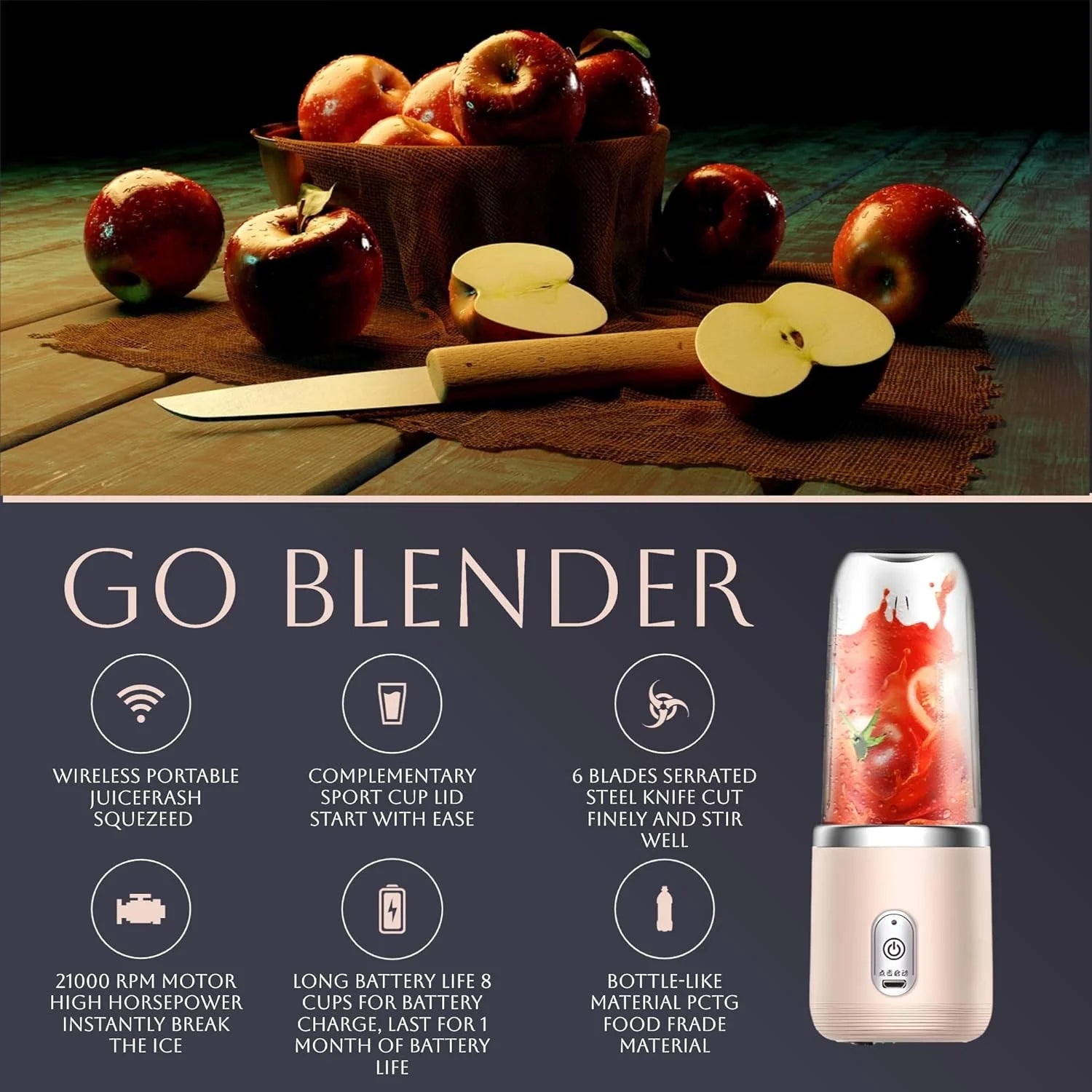 Electric Juice Maker,Portable Blender, Mini Bottle Travel Electric Smoothie Blender Maker Fruit Juicer Cup, Small Juicer Machines Cup for Smoothies and Shakes(Pink)